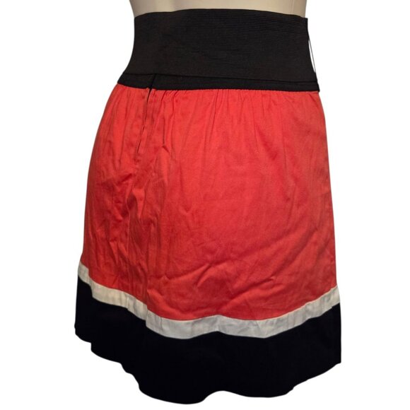 Maurices Size Large Knee Length Belted Skirt Red Black White Striped - Picture 4 of 8